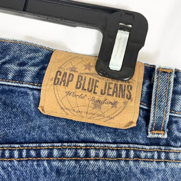 Vintage 90s Women’s Gap Blue Rigid Cotton Straight Leg Mom High Rise Jeans 12 L - Picture 4 of 5